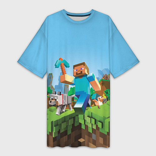 Женская длинная футболка Minecraft Summer / 3D-принт – фото 1