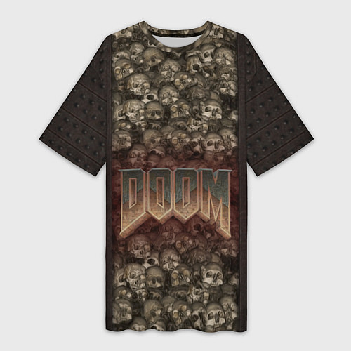 Женская длинная футболка DOOM Skulls / 3D-принт – фото 1
