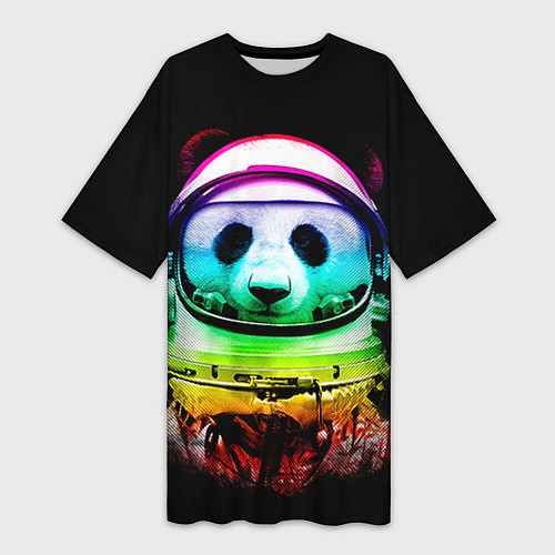 Женская длинная футболка Панда космонавт / 3D-принт – фото 1
