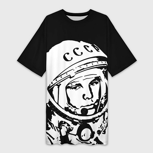 Женская длинная футболка Гагарин / 3D-принт – фото 1