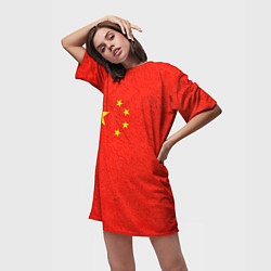 Футболка женская длинная Китай, цвет: 3D-принт — фото 2