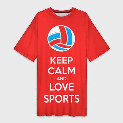 Женская длинная футболка Keep Calm & Love Volleyball / 3D-принт – фото 1