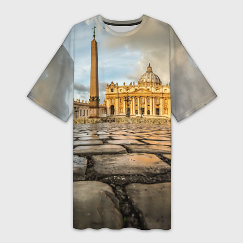 Женская длинная футболка Площадь святого Петра / 3D-принт – фото 1