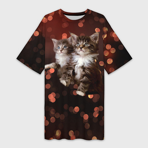Женская длинная футболка Котята / 3D-принт – фото 1