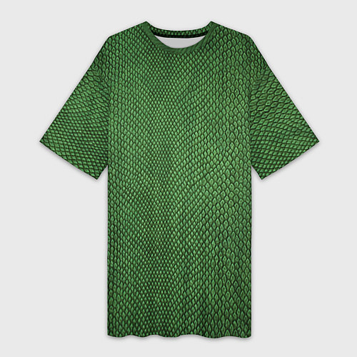 Женская длинная футболка Змеиная зеленая кожа / 3D-принт – фото 1