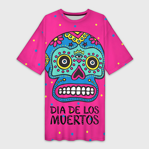 Женская длинная футболка Мексиканский череп / 3D-принт – фото 1