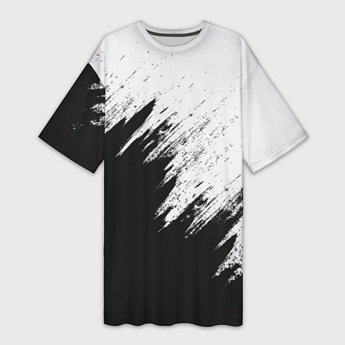 Женская длинная футболка Черно-белый разрыв / 3D-принт – фото 1