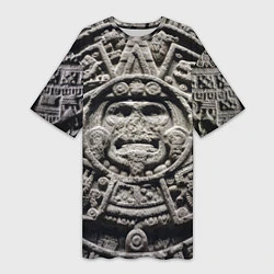 Женская длинная футболка Календарь ацтеков