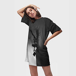 Футболка женская длинная Тетрадь смерти 6, цвет: 3D-принт — фото 2