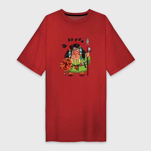 Женская футболка-платье Забавные Индейцы 8 / Красный – фото 1