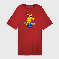 Футболка женская-платье Pokemon GO, цвет: красный