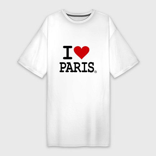 Женская футболка-платье I love Paris / Белый – фото 1