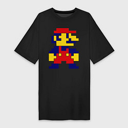 Футболка женская-платье Pixel Mario, цвет: черный