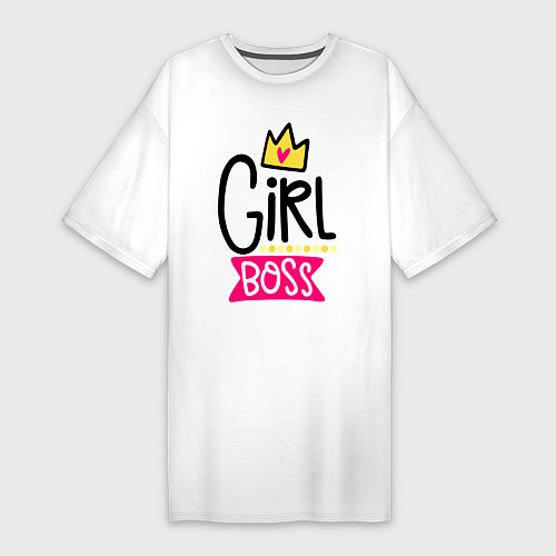 Женская футболка-платье Girl Boss / Белый – фото 1