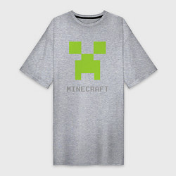 Футболка женская-платье Minecraft logo grey, цвет: меланж