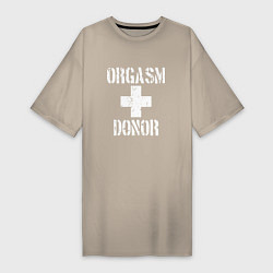 Футболка женская-платье Orgasm + donor, цвет: миндальный