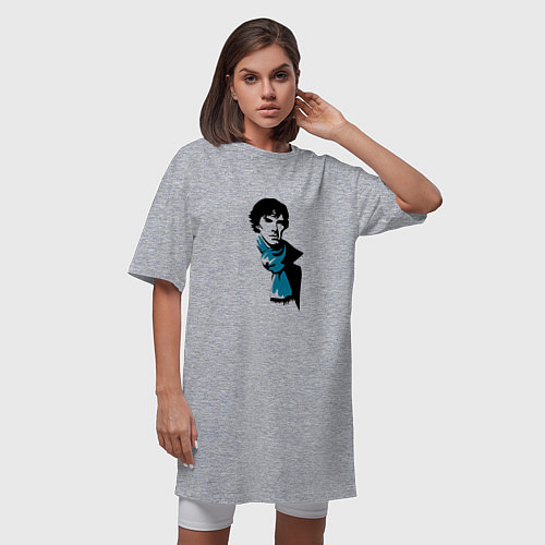 Женская футболка-платье Шерлок Холмс / Меланж – фото 3