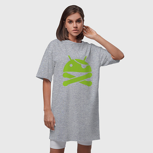 Женская футболка-платье Android super user / Меланж – фото 3