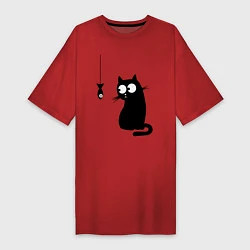 Женская футболка-платье Кот и рыба