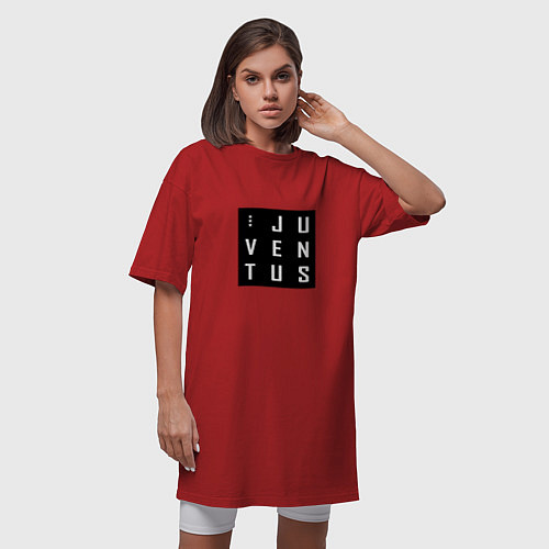 Женская футболка-платье Juventus FC: Black Collection / Красный – фото 3