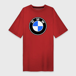 Футболка женская-платье Logo BMW, цвет: красный