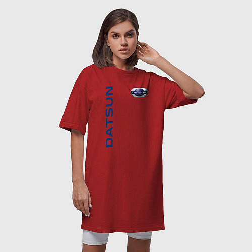 Женская футболка-платье Datsun логотип с эмблемой / Красный – фото 3