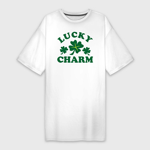 Женская футболка-платье Lucky charm - клевер / Белый – фото 1