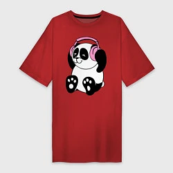Женская футболка-платье Panda in headphones панда в наушниках
