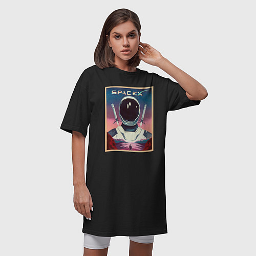 Женская футболка-платье SpaceX: Astronaut / Черный – фото 3