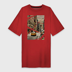 Футболка женская-платье NY Taxi, цвет: красный