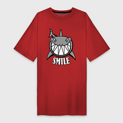Футболка женская-платье Shark Smile, цвет: красный
