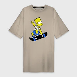 Женская футболка-платье Барт на скейте