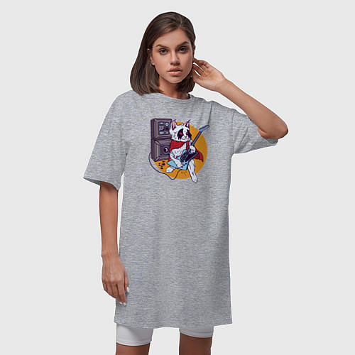 Женская футболка-платье Кот Рокер / Меланж – фото 3