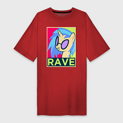 Футболка женская-платье DJ Pon-3 RAVE, цвет: красный