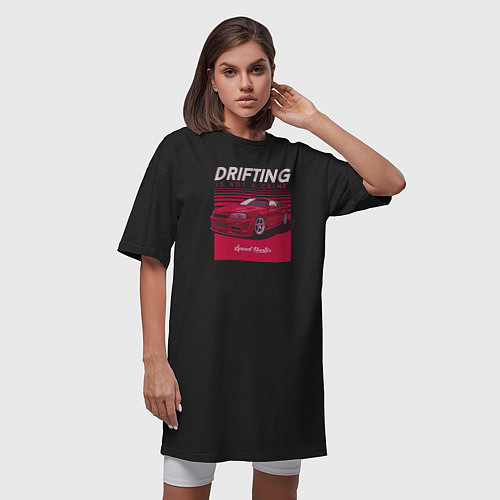 Женская футболка-платье Drifting is not a Crime / Черный – фото 3