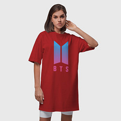 Футболка женская-платье BTS: Neon V, цвет: красный — фото 2