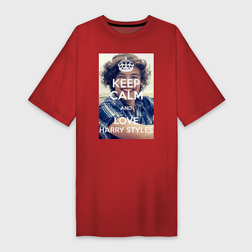 Женская футболка-платье Keep Calm & Love Harry Styles / Красный – фото 1