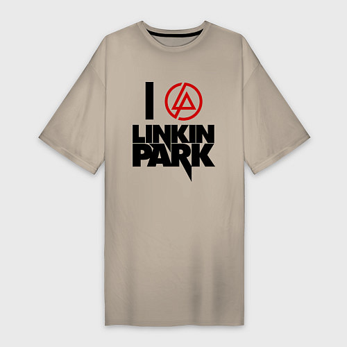 Женская футболка-платье I love Linkin Park / Миндальный – фото 1