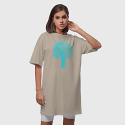 Футболка женская-платье Cyberpunk 2077: Blue Tree, цвет: миндальный — фото 2