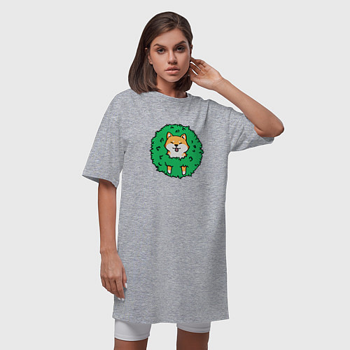 Женская футболка-платье Bush Shiba Inu / Меланж – фото 3