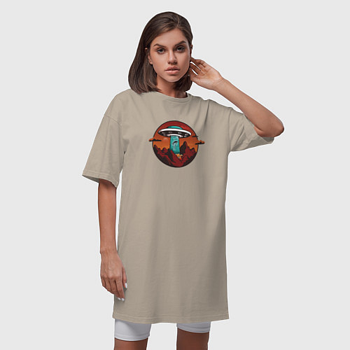 Женская футболка-платье Abduction UFO / Миндальный – фото 3