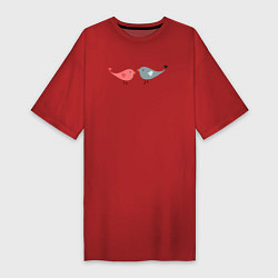 Женская футболка-платье Птички-сердечки