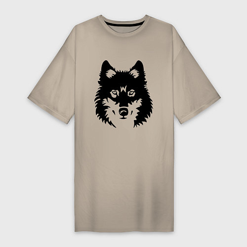 Женская футболка-платье Одинокий волк / Миндальный – фото 1