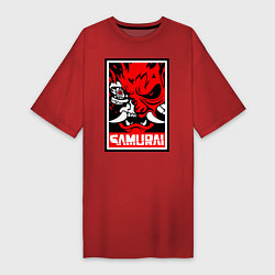 Футболка женская-платье Cyberpunk 2077: Samurai Poster, цвет: красный