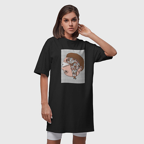 Женская футболка-платье Morty Brain / Черный – фото 3