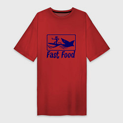 Футболка женская-платье Shark fast food, цвет: красный