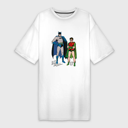 Женская футболка-платье Batman and Robin / Белый – фото 1