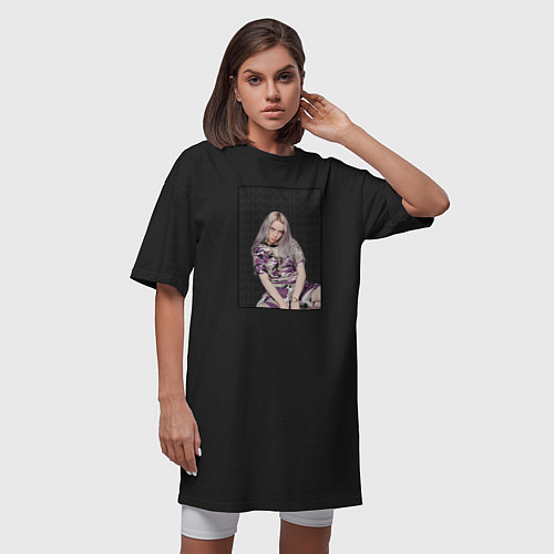 Женская футболка-платье Billie Eilish / Черный – фото 3