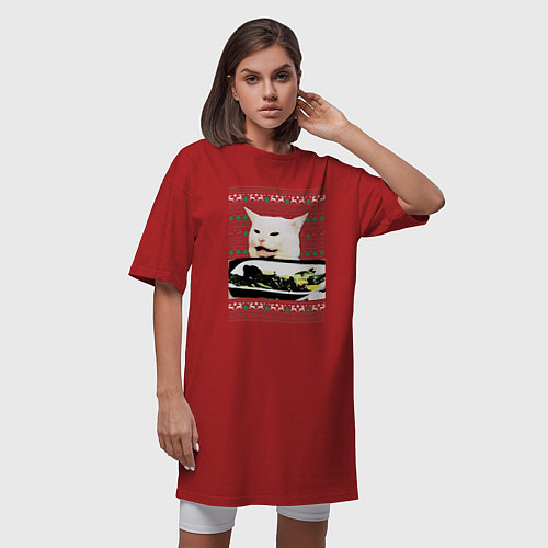 Женская футболка-платье Woman Yelling at a Cat / Красный – фото 3