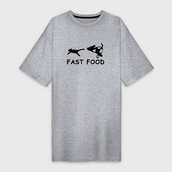 Футболка женская-платье Fast food черный, цвет: меланж